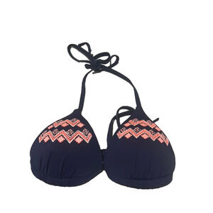 Atmosphere Blue Embroidered Bikini Top Size 4 Swimwear